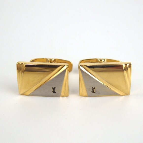 Authentic YVES SAINT LAURENT Tie pin & cufflinks set metal [Used] - Picture 5 of 8